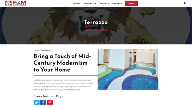 F & M Tile & Terrazzo Company Website Screenshot
